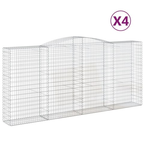 Kosze gabionowe, 4 szt, 400x50x180/200 cm, galwanizowane żelazo Kosze gabionowe, 4 szt, 400x50x180/200 cm, galwanizowane żelazo