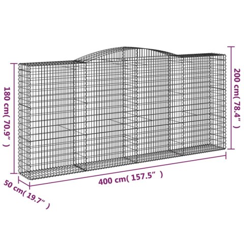 Kosze gabionowe, 4 szt, 400x50x180/200 cm, galwanizowane żelazo Kosze gabionowe, 4 szt, 400x50x180/200 cm, galwanizowane żelazo