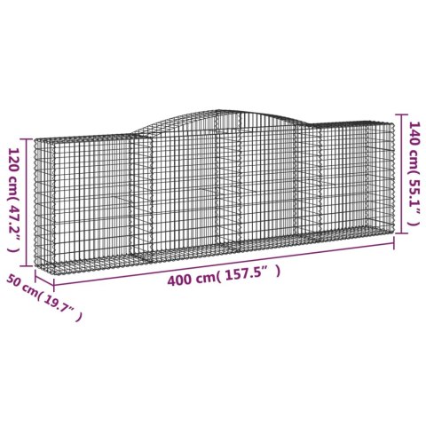 Kosze gabionowe, 5 szt, 400x50x120/140 cm, galwanizowane żelazo Kosze gabionowe, 5 szt, 400x50x120/140 cm, galwanizowane żelazo