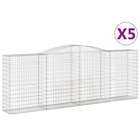 Kosze gabionowe, 5 szt, 400x50x140/160 cm, galwanizowane żelazo Kosze gabionowe, 5 szt, 400x50x140/160 cm, galwanizowane żelazo