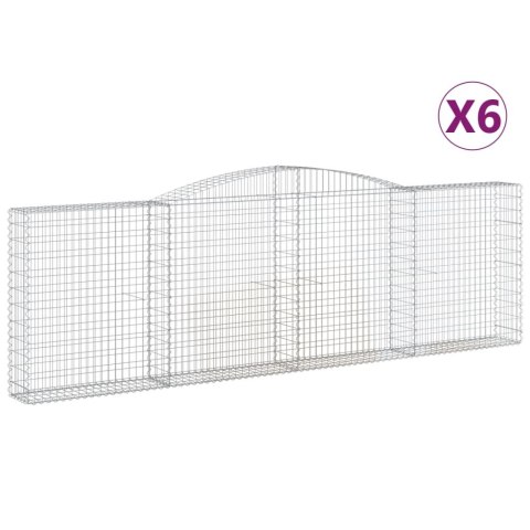 Kosze gabionowe, 6 szt, 400x30x120/140 cm, galwanizowane żelazo Kosze gabionowe, 6 szt, 400x30x120/140 cm, galwanizowane żelazo