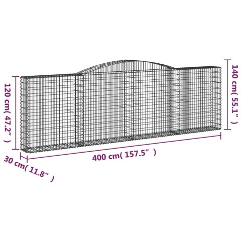Kosze gabionowe, 6 szt, 400x30x120/140 cm, galwanizowane żelazo Kosze gabionowe, 6 szt, 400x30x120/140 cm, galwanizowane żelazo