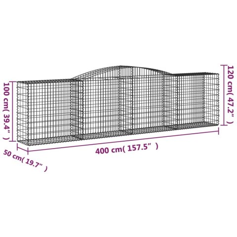Kosze gabionowe, 6 szt, 400x50x100/120 cm, galwanizowane żelazo Kosze gabionowe, 6 szt, 400x50x100/120 cm, galwanizowane żelazo