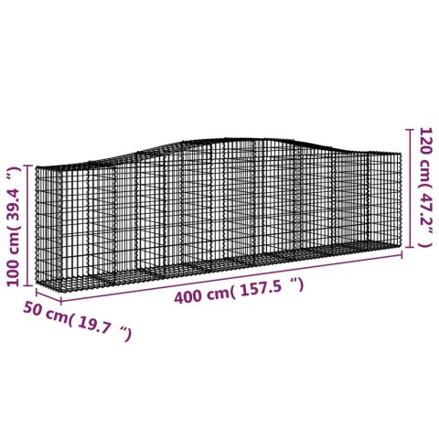 Kosze gabionowe, 6 szt, 400x50x100/120 cm, galwanizowane żelazo Kosze gabionowe, 6 szt, 400x50x100/120 cm, galwanizowane żelazo
