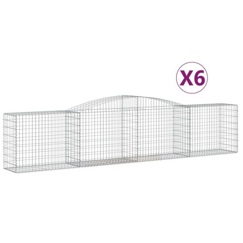 Kosze gabionowe, 6 szt, 400x50x80/100 cm, galwanizowane żelazo Kosze gabionowe, 6 szt, 400x50x80/100 cm, galwanizowane żelazo