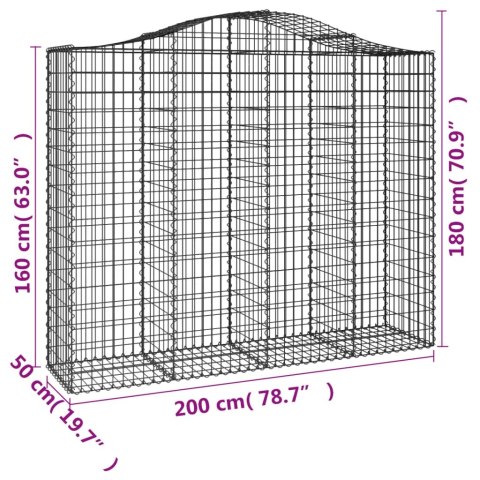 Kosze gabionowe, 7 szt, 200x50x160/180 cm, galwanizowane żelazo Kosze gabionowe, 7 szt, 200x50x160/180 cm, galwanizowane żelazo
