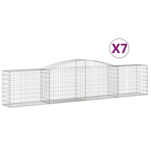 Kosze gabionowe, 7 szt, 400x50x80/100 cm, galwanizowane żelazo Kosze gabionowe, 7 szt, 400x50x80/100 cm, galwanizowane żelazo