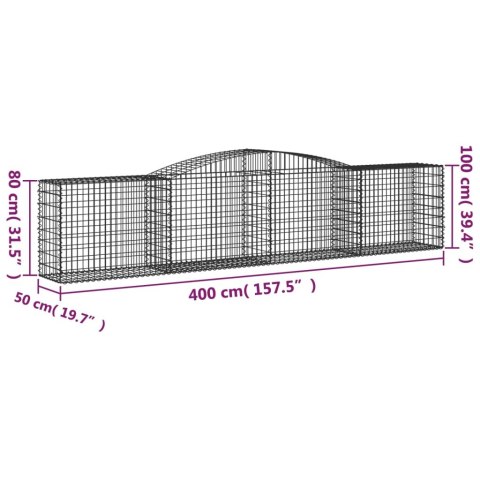 Kosze gabionowe, 7 szt, 400x50x80/100 cm, galwanizowane żelazo Kosze gabionowe, 7 szt, 400x50x80/100 cm, galwanizowane żelazo