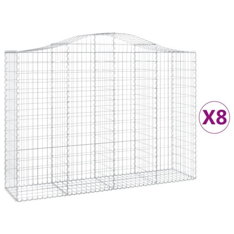 Kosze gabionowe, 8 szt, 200x50x140/160 cm, galwanizowane żelazo Kosze gabionowe, 8 szt, 200x50x140/160 cm, galwanizowane żelazo