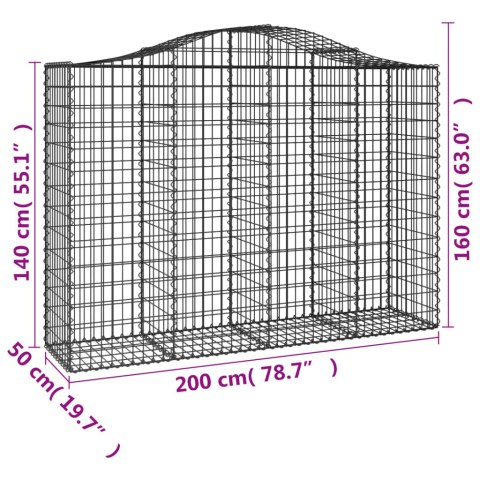 Kosze gabionowe, 8 szt, 200x50x140/160 cm, galwanizowane żelazo Kosze gabionowe, 8 szt, 200x50x140/160 cm, galwanizowane żelazo