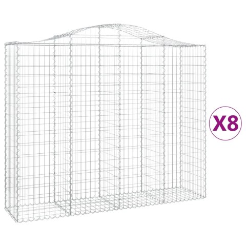 Kosze gabionowe, 8 szt, 200x50x160/180 cm, galwanizowane żelazo Kosze gabionowe, 8 szt, 200x50x160/180 cm, galwanizowane żelazo