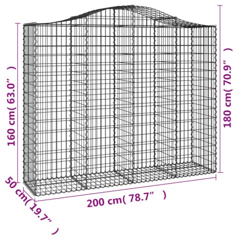 Kosze gabionowe, 8 szt, 200x50x160/180 cm, galwanizowane żelazo Kosze gabionowe, 8 szt, 200x50x160/180 cm, galwanizowane żelazo