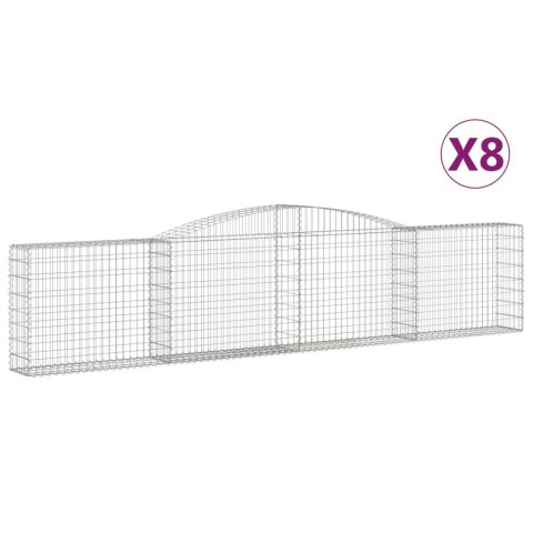 Kosze gabionowe, 8 szt, 400x30x80/100 cm, galwanizowane żelazo Kosze gabionowe, 8 szt, 400x30x80/100 cm, galwanizowane żelazo