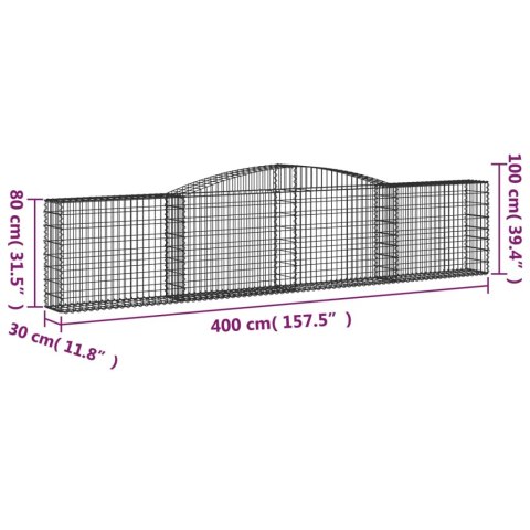 Kosze gabionowe, 8 szt, 400x30x80/100 cm, galwanizowane żelazo Kosze gabionowe, 8 szt, 400x30x80/100 cm, galwanizowane żelazo