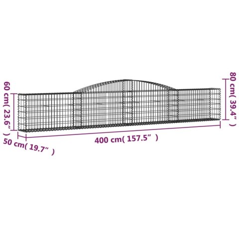 Kosze gabionowe, 8 szt, 400x50x60/80 cm, galwanizowane żelazo Kosze gabionowe, 8 szt, 400x50x60/80 cm, galwanizowane żelazo