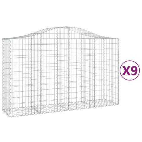 Kosze gabionowe, 9 szt, 200x50x120/140 cm, galwanizowane żelazo Kosze gabionowe, 9 szt, 200x50x120/140 cm, galwanizowane żelazo