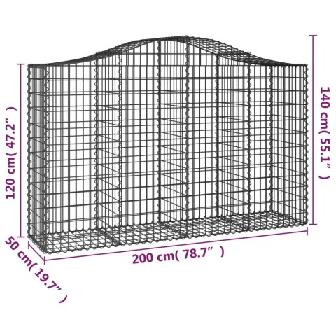 Kosze gabionowe, 9 szt, 200x50x120/140 cm, galwanizowane żelazo Kosze gabionowe, 9 szt, 200x50x120/140 cm, galwanizowane żelazo