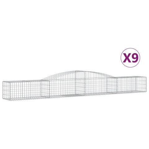 Kosze gabionowe, 9 szt, 400x50x40/60 cm, galwanizowane żelazo Kosze gabionowe, 9 szt, 400x50x40/60 cm, galwanizowane żelazo