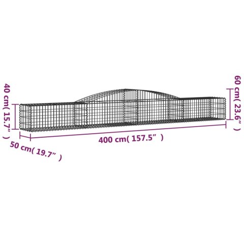 Kosze gabionowe, 9 szt, 400x50x40/60 cm, galwanizowane żelazo Kosze gabionowe, 9 szt, 400x50x40/60 cm, galwanizowane żelazo