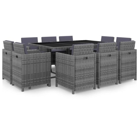 11-cz. zestaw mebli ogrodowych z poduszkami, rattan PE, szary 11-cz. zestaw mebli ogrodowych z poduszkami, rattan PE, szary