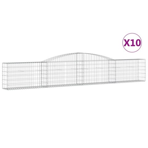 Kosze gabionowe, 10 szt, 400x30x60/80 cm, galwanizowane żelazo Kosze gabionowe, 10 szt, 400x30x60/80 cm, galwanizowane żelazo