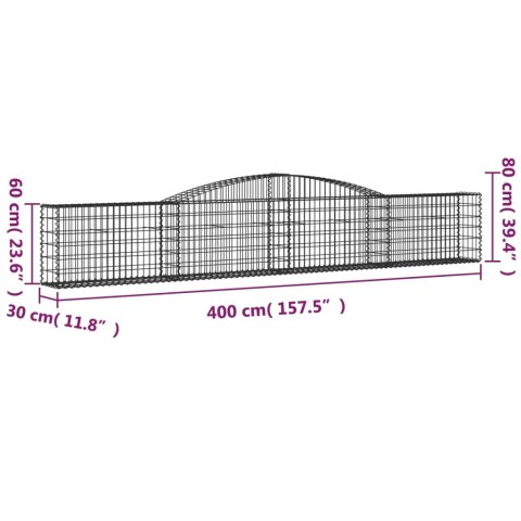 Kosze gabionowe, 10 szt, 400x30x60/80 cm, galwanizowane żelazo Kosze gabionowe, 10 szt, 400x30x60/80 cm, galwanizowane żelazo