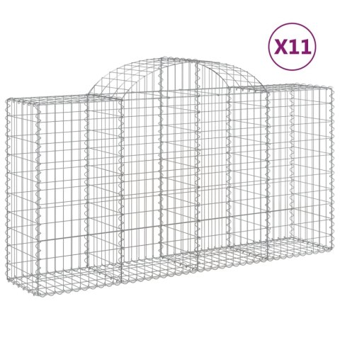 Kosze gabionowe, 11 szt, 200x50x100/120cm, galwanizowane żelazo Kosze gabionowe, 11 szt, 200x50x100/120cm, galwanizowane żelazo
