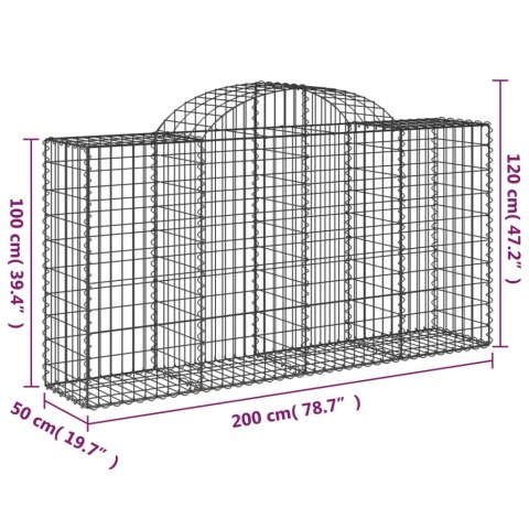 Kosze gabionowe, 11 szt, 200x50x100/120cm, galwanizowane żelazo Kosze gabionowe, 11 szt, 200x50x100/120cm, galwanizowane żelazo