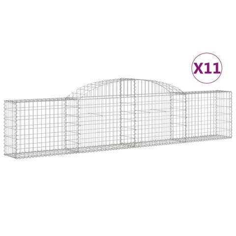 Kosze gabionowe, 11 szt., 300x30x60/80 cm, galwanizowane żelazo Kosze gabionowe, 11 szt., 300x30x60/80 cm, galwanizowane żelazo