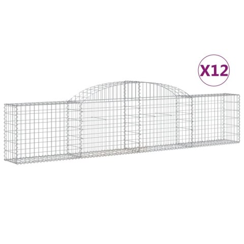 Kosze gabionowe, 12 szt., 300x30x60/80 cm, galwanizowane żelazo Kosze gabionowe, 12 szt., 300x30x60/80 cm, galwanizowane żelazo