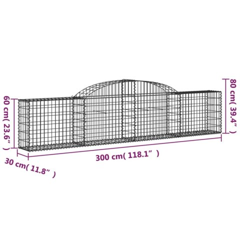 Kosze gabionowe, 12 szt., 300x30x60/80 cm, galwanizowane żelazo Kosze gabionowe, 12 szt., 300x30x60/80 cm, galwanizowane żelazo