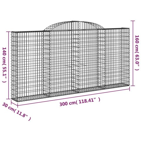 Kosze gabionowe, 6 szt, 300x30x140/160 cm, galwanizowane żelazo Kosze gabionowe, 6 szt, 300x30x140/160 cm, galwanizowane żelazo