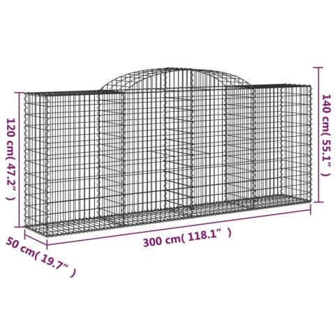 Kosze gabionowe, 6 szt, 300x50x120/140 cm, galwanizowane żelazo Kosze gabionowe, 6 szt, 300x50x120/140 cm, galwanizowane żelazo