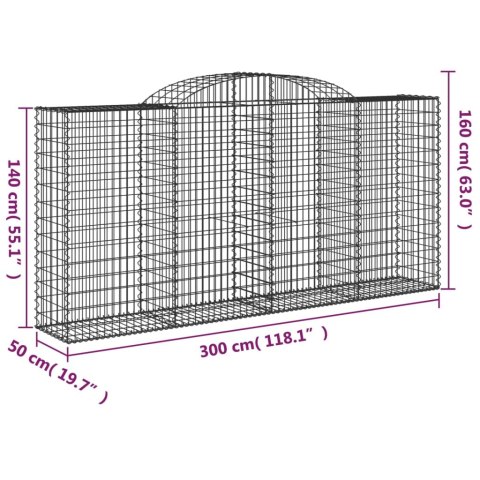 Kosze gabionowe, 6 szt, 300x50x140/160 cm, galwanizowane żelazo Kosze gabionowe, 6 szt, 300x50x140/160 cm, galwanizowane żelazo