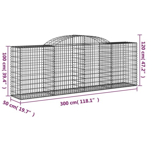 Kosze gabionowe, 7 szt, 300x50x100/120 cm, galwanizowane żelazo Kosze gabionowe, 7 szt, 300x50x100/120 cm, galwanizowane żelazo