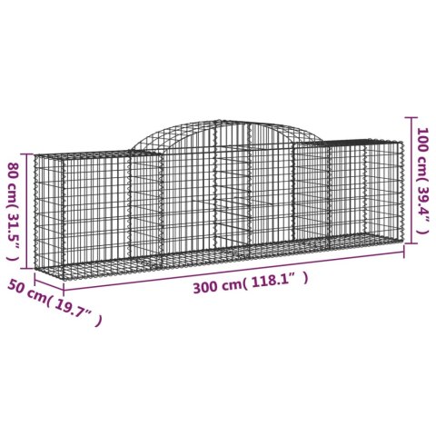 Kosze gabionowe, 7 szt., 300x50x80/100 cm, galwanizowane żelazo Kosze gabionowe, 7 szt., 300x50x80/100 cm, galwanizowane żelazo