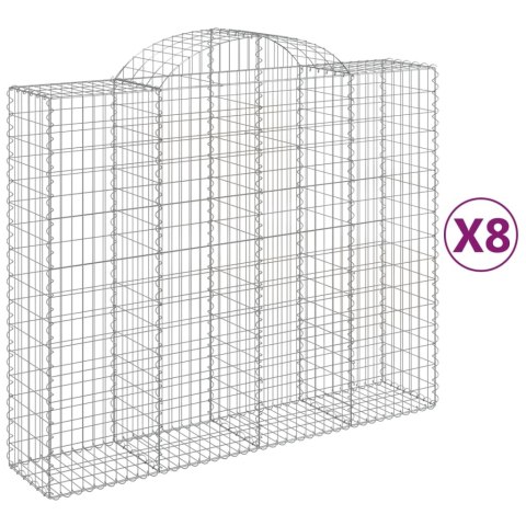Kosze gabionowe, 8 szt, 200x50x160/180 cm, galwanizowane żelazo Kosze gabionowe, 8 szt, 200x50x160/180 cm, galwanizowane żelazo