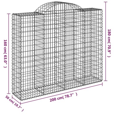 Kosze gabionowe, 8 szt, 200x50x160/180 cm, galwanizowane żelazo Kosze gabionowe, 8 szt, 200x50x160/180 cm, galwanizowane żelazo