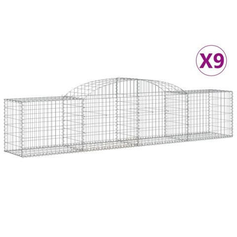Kosze gabionowe, 9 szt., 300x50x60/80 cm, galwanizowane żelazo Kosze gabionowe, 9 szt., 300x50x60/80 cm, galwanizowane żelazo
