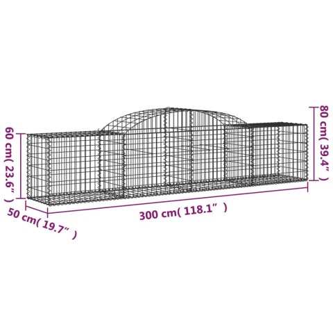 Kosze gabionowe, 9 szt., 300x50x60/80 cm, galwanizowane żelazo Kosze gabionowe, 9 szt., 300x50x60/80 cm, galwanizowane żelazo