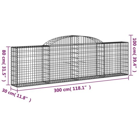 Kosze gabionowe, 10 szt, 300x30x80/100 cm, galwanizowane żelazo Kosze gabionowe, 10 szt, 300x30x80/100 cm, galwanizowane żelazo