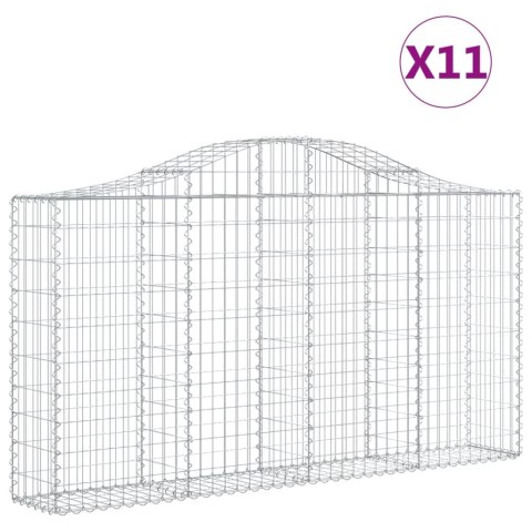 Kosze gabionowe, 11 szt, 200x30x100/120cm, galwanizowane żelazo Kosze gabionowe, 11 szt, 200x30x100/120cm, galwanizowane żelazo