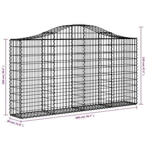 Kosze gabionowe, 11 szt, 200x30x100/120cm, galwanizowane żelazo Kosze gabionowe, 11 szt, 200x30x100/120cm, galwanizowane żelazo
