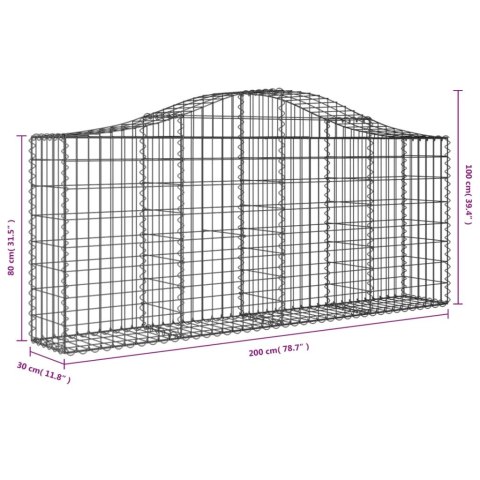 Kosze gabionowe, 13 szt, 200x30x80/100 cm, galwanizowane żelazo Kosze gabionowe, 13 szt, 200x30x80/100 cm, galwanizowane żelazo