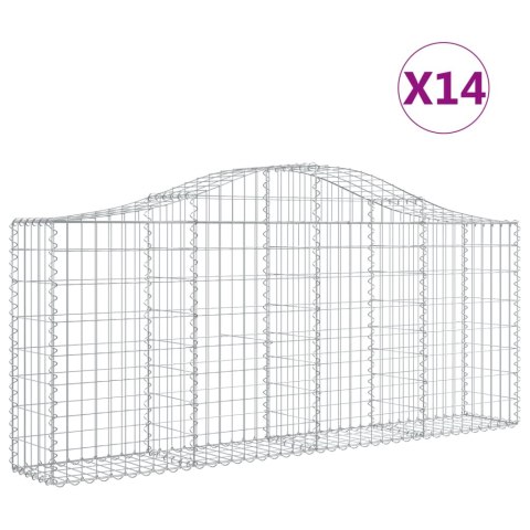 Kosze gabionowe, 14 szt, 200x30x80/100 cm, galwanizowane żelazo Kosze gabionowe, 14 szt, 200x30x80/100 cm, galwanizowane żelazo