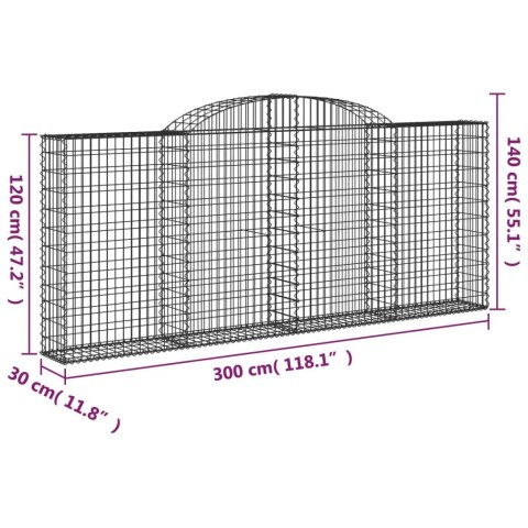 Kosze gabionowe, 7 szt, 300x30x120/140 cm, galwanizowane żelazo Kosze gabionowe, 7 szt, 300x30x120/140 cm, galwanizowane żelazo