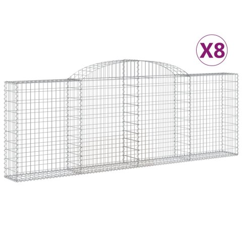 Kosze gabionowe, 8 szt, 300x30x100/120 cm, galwanizowane żelazo Kosze gabionowe, 8 szt, 300x30x100/120 cm, galwanizowane żelazo