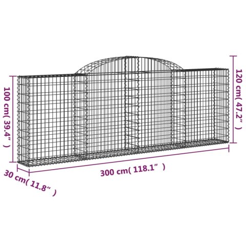 Kosze gabionowe, 8 szt, 300x30x100/120 cm, galwanizowane żelazo Kosze gabionowe, 8 szt, 300x30x100/120 cm, galwanizowane żelazo