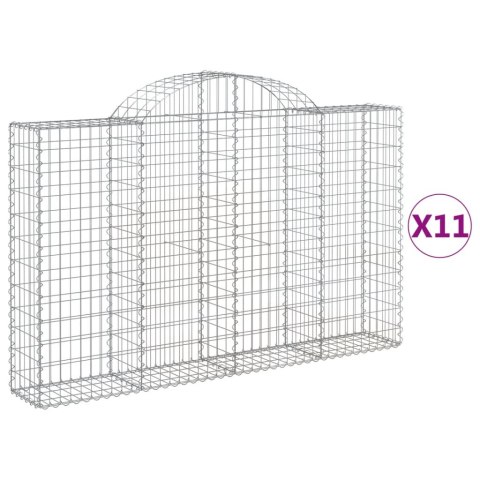 Kosze gabionowe, 11 szt, 200x30x120/140cm, galwanizowane żelazo Kosze gabionowe, 11 szt, 200x30x120/140cm, galwanizowane żelazo