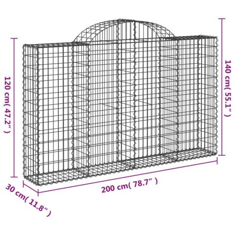 Kosze gabionowe, 11 szt, 200x30x120/140cm, galwanizowane żelazo Kosze gabionowe, 11 szt, 200x30x120/140cm, galwanizowane żelazo